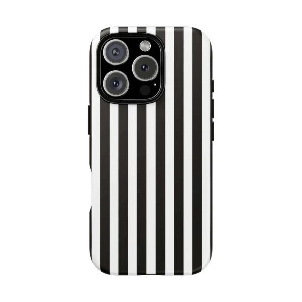 Black & White Horizontal Stripe Tough Phone Case for iPhone, Samsung, and Google Phones - Image 16