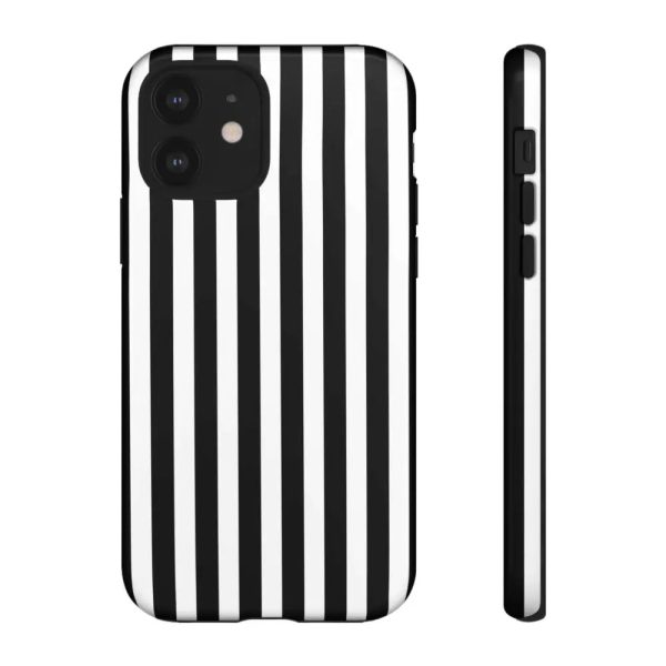 Black & White Horizontal Stripe Tough Phone Case for iPhone, Samsung, and Google Phones - Image 2