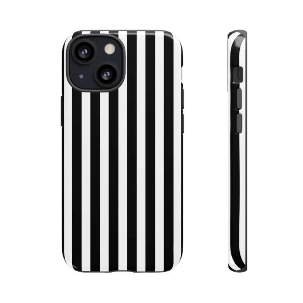 Black & White Horizontal Stripe Tough Phone Case for iPhone, Samsung, and Google Phones - Image 6