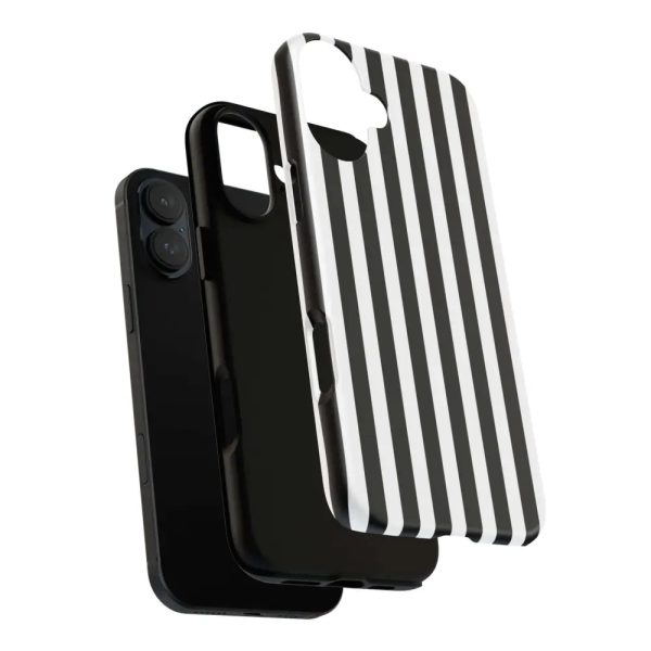 Black & White Horizontal Stripe Tough Phone Case for iPhone, Samsung, and Google Phones - Image 29