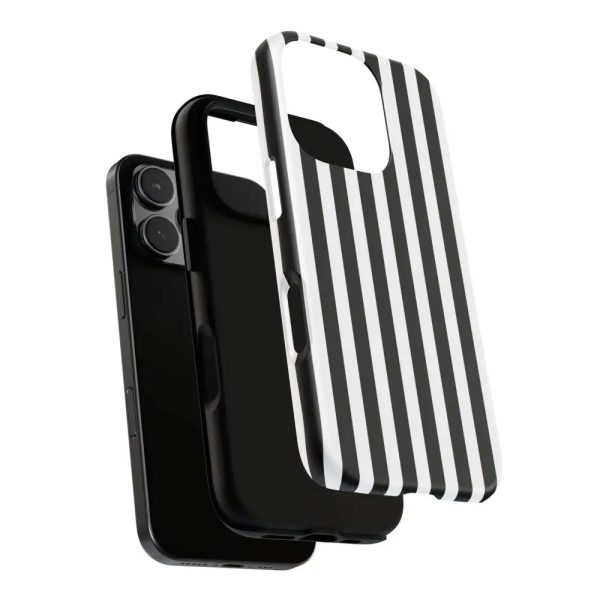 Black & White Horizontal Stripe Tough Phone Case for iPhone, Samsung, and Google Phones - Image 35