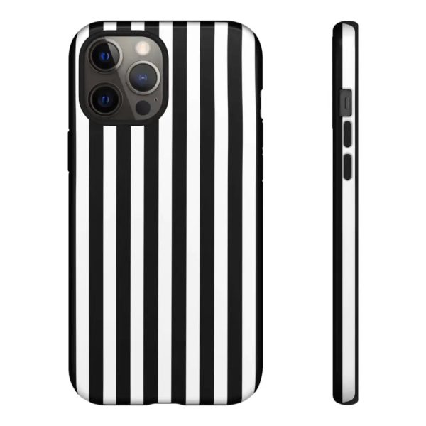 Black & White Horizontal Stripe Tough Phone Case for iPhone, Samsung, and Google Phones - Image 4