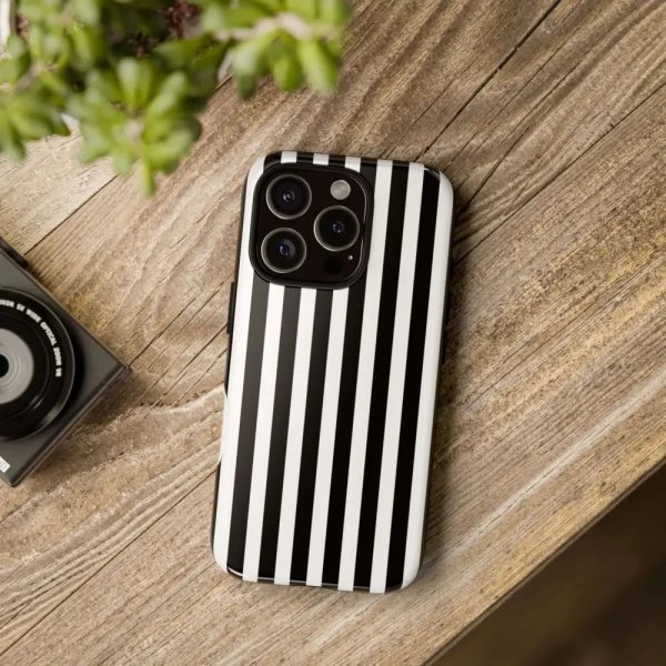 Black & White Horizontal Stripe Tough Phone Case for iPhone, Samsung, and Google Phones - Image 33