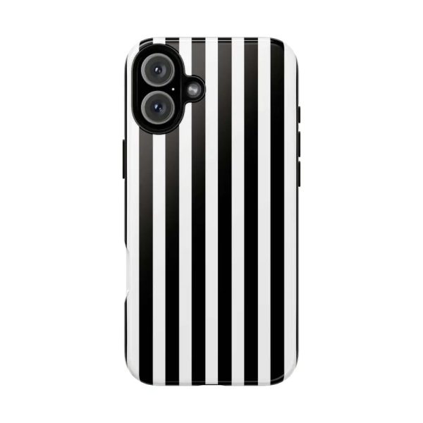 Black & White Horizontal Stripe Tough Phone Case for iPhone, Samsung, and Google Phones - Image 13