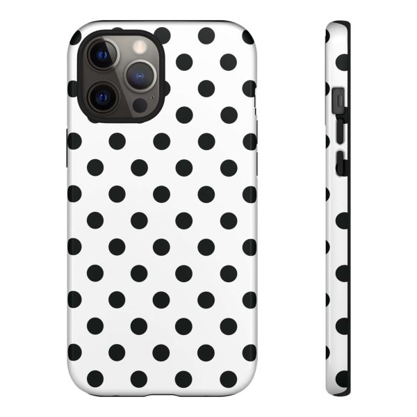 Black & White Polka dot Tough Phone Case for iPhone, Samsung, Google - Image 5