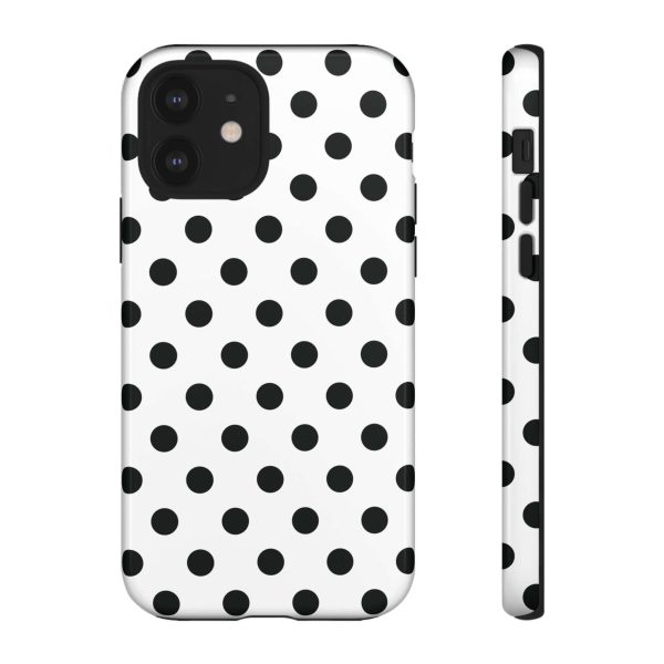 Black & White Polka dot Tough Phone Case for iPhone, Samsung, Google - Image 3