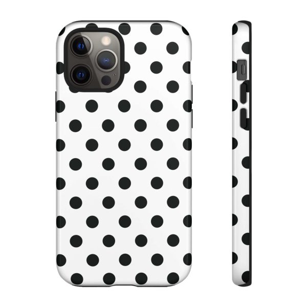 Black & White Polka dot Tough Phone Case for iPhone, Samsung, Google - Image 4