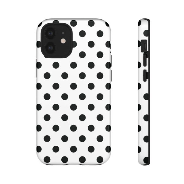 Black & White Polka dot Tough Phone Case for iPhone, Samsung, Google - Image 2