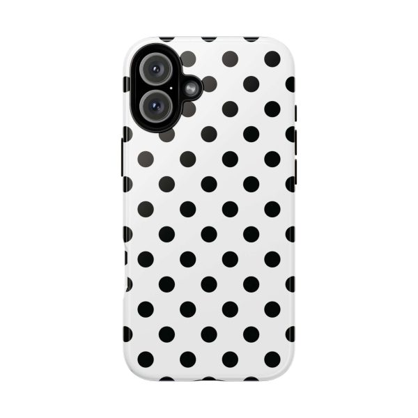 Black & White Polka dot Tough Phone Case for iPhone, Samsung, Google - Image 7