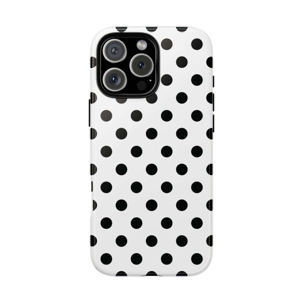 Black & White Polka dot Tough Phone Case for iPhone, Samsung, Google - Image 9