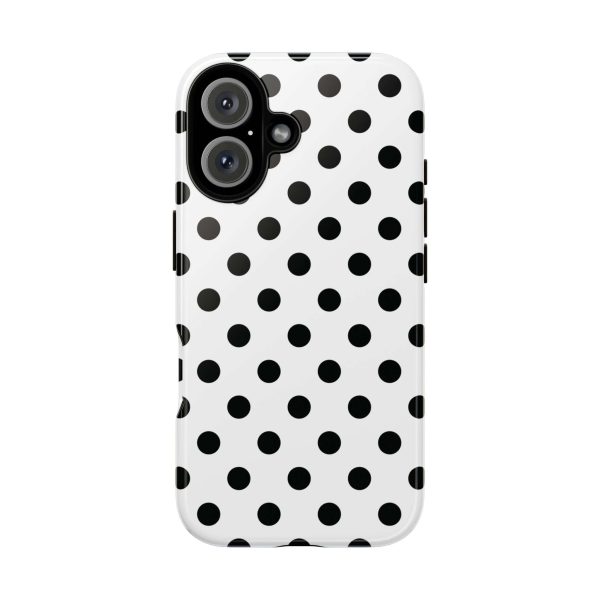 Black & White Polka dot Tough Phone Case for iPhone, Samsung, Google - Image 6