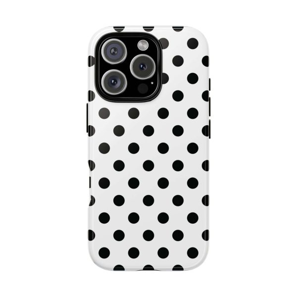 Black & White Polka dot Tough Phone Case for iPhone, Samsung, Google - Image 8