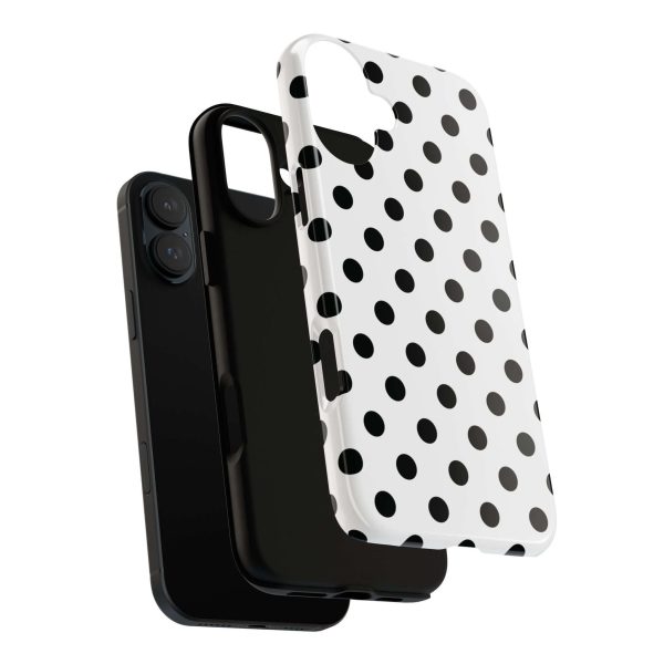 Black & White Polka dot Tough Phone Case for iPhone, Samsung, Google - Image 15