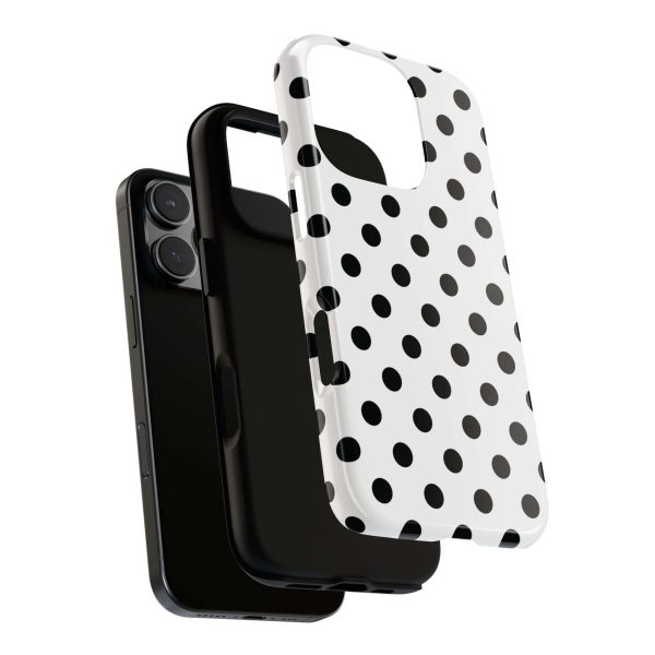 Black & White Polka dot Tough Phone Case for iPhone, Samsung, Google - Image 18