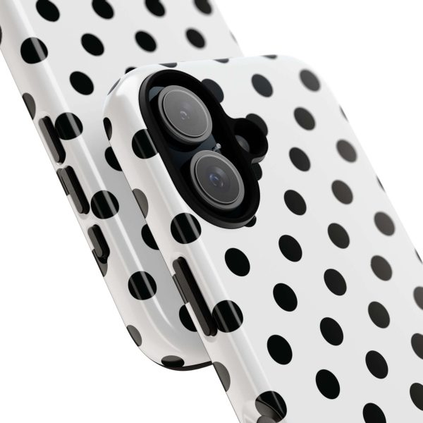 Black & White Polka dot Tough Phone Case for iPhone, Samsung, Google - Image 11