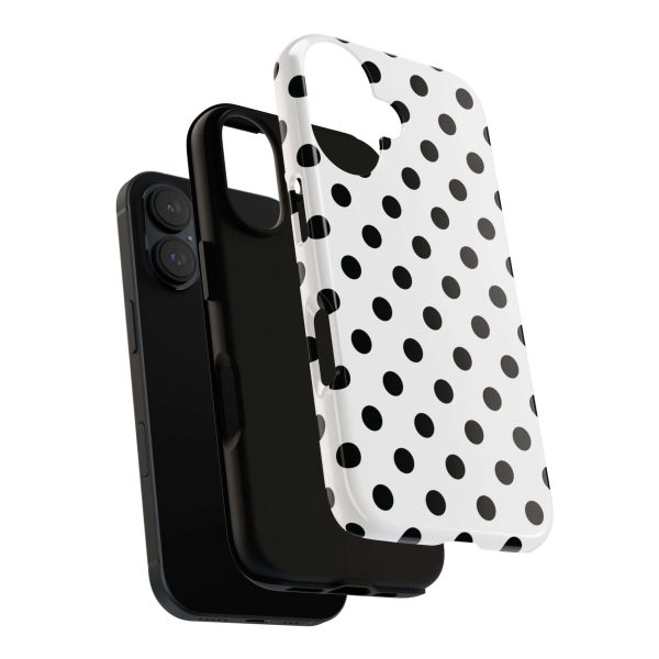 Black & White Polka dot Tough Phone Case for iPhone, Samsung, Google - Image 12