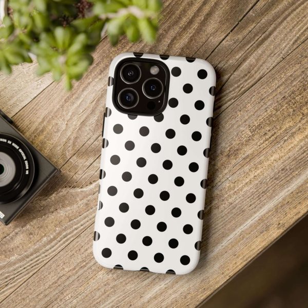 Black & White Polka dot Tough Phone Case for iPhone, Samsung, Google - Image 22