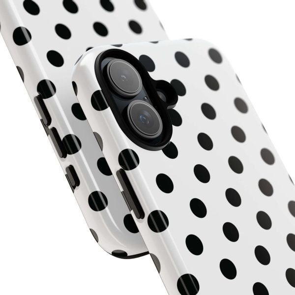 Black & White Polka dot Tough Phone Case for iPhone, Samsung, Google - Image 14