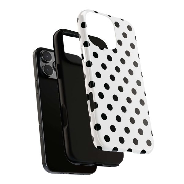 Black & White Polka dot Tough Phone Case for iPhone, Samsung, Google - Image 21