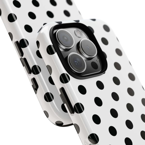 Black & White Polka dot Tough Phone Case for iPhone, Samsung, Google - Image 17