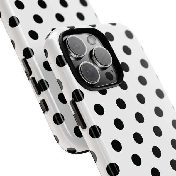 Black & White Polka dot Tough Phone Case for iPhone, Samsung, Google - Image 20