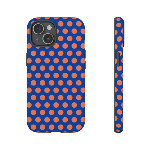 Cobalt Blue & Coral Polka dot Tough Case for iPhone, Samsung, Google - Image 2