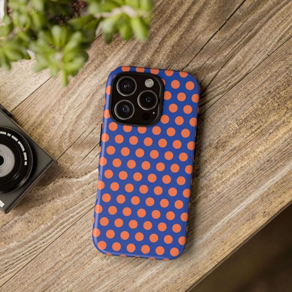 Cobalt Blue & Coral Polka dot Tough Case for iPhone, Samsung, Google - Image 36