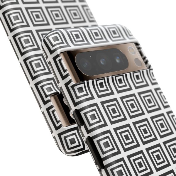 Cute Square Black and With Tough Phone Case - Image 104