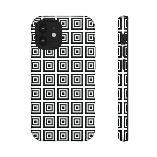 Cute Square Black and With Tough Phone Case - Image 8