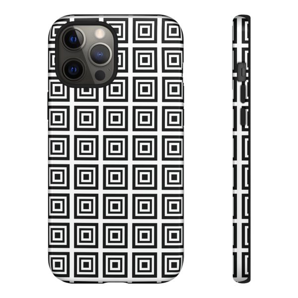 Cute Square Black and With Tough Phone Case - Image 13