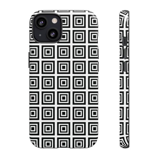 Cute Square Black and With Tough Phone Case - Image 15