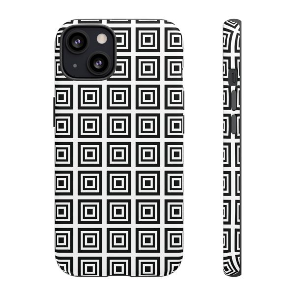 Cute Square Black and With Tough Phone Case - Image 16