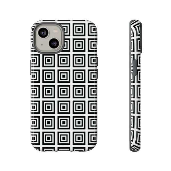 Cute Square Black and With Tough Phone Case - Image 43