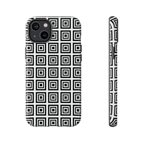 Cute Square Black and With Tough Phone Case - Image 47