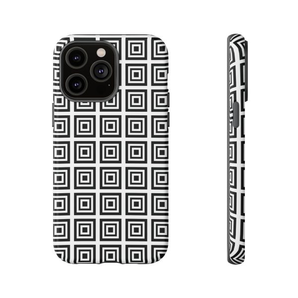 Cute Square Black and With Tough Phone Case - Image 50