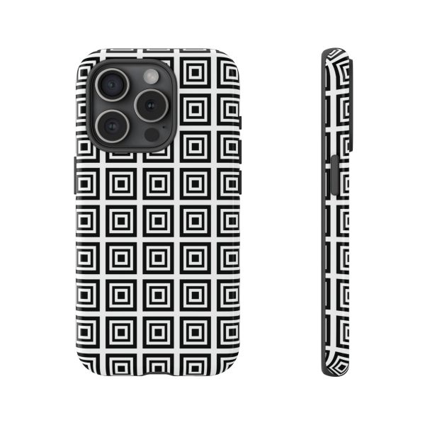 Cute Square Black and With Tough Phone Case - Image 65