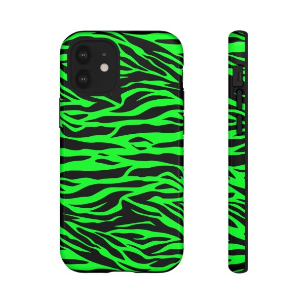 Green Cute Wild Tiger Print Pattern Tough Phone Case - Image 4