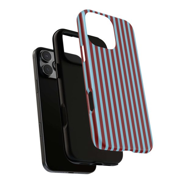 Maroon and Light blue Striped Tough Phone Case for iPhone, Samsung, and Google Phones - Image 41