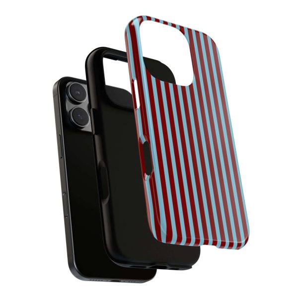 Maroon and Light blue Striped Tough Phone Case for iPhone, Samsung, and Google Phones - Image 32