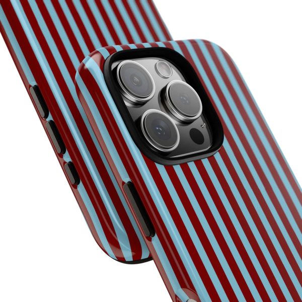 Maroon and Light blue Striped Tough Phone Case for iPhone, Samsung, and Google Phones - Image 31