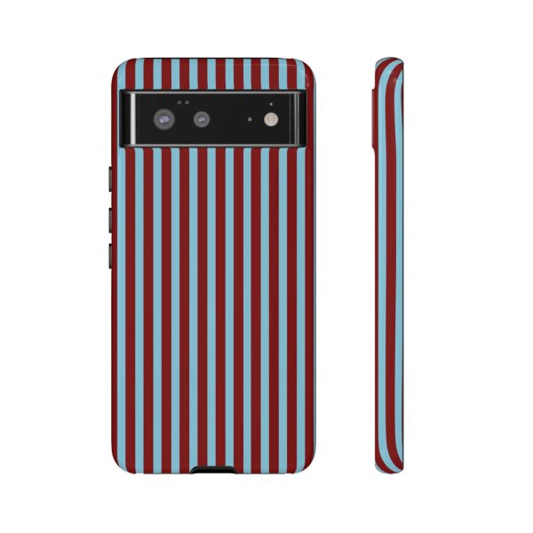 Maroon and Light blue Striped Tough Phone Case for iPhone, Samsung, and Google Phones - Image 10