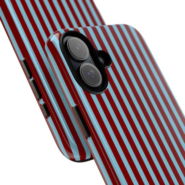 Maroon and Light blue Striped Tough Phone Case for iPhone, Samsung, and Google Phones - Image 25