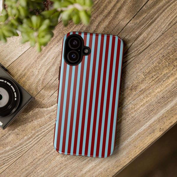 Maroon and Light blue Striped Tough Phone Case for iPhone, Samsung, and Google Phones - Image 27