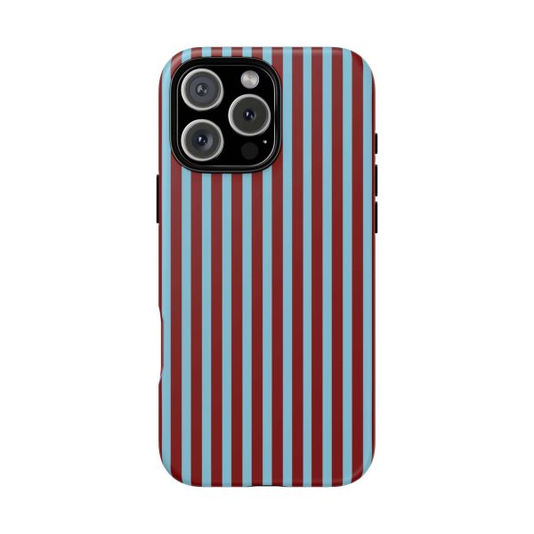 Maroon and Light blue Striped Tough Phone Case for iPhone, Samsung, and Google Phones - Image 18