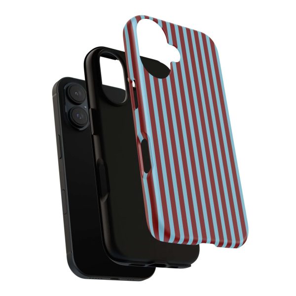 Maroon and Light blue Striped Tough Phone Case for iPhone, Samsung, and Google Phones - Image 23