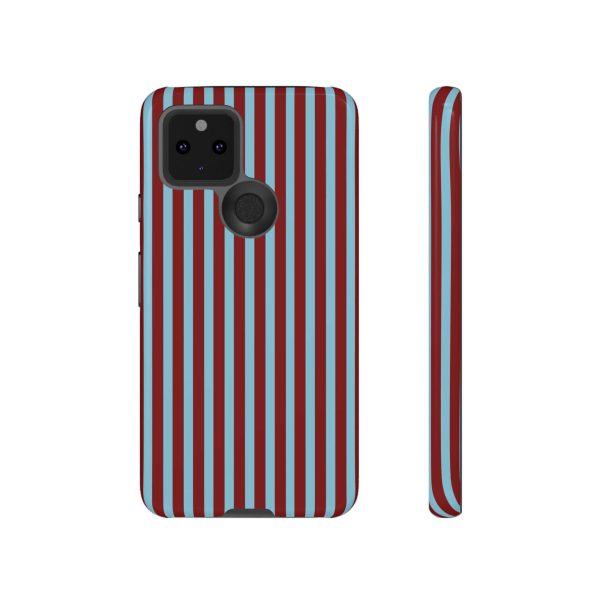 Maroon and Light blue Striped Tough Phone Case for iPhone, Samsung, and Google Phones - Image 9