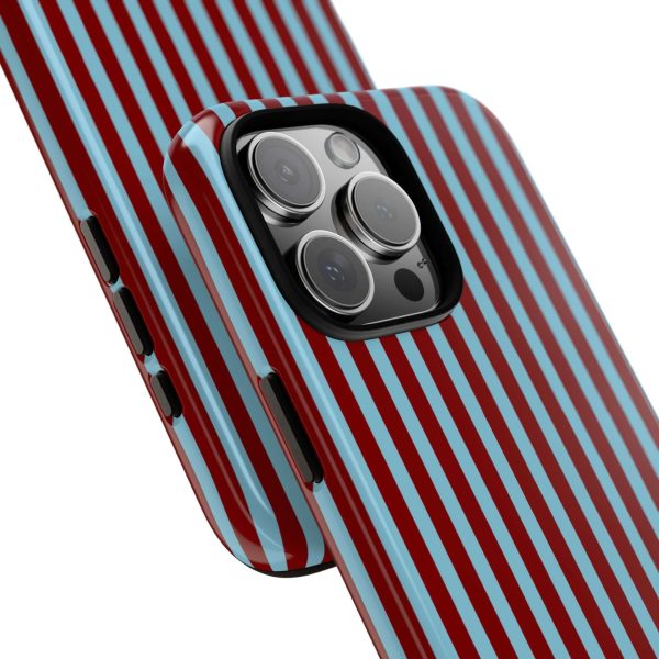 Maroon and Light blue Striped Tough Phone Case for iPhone, Samsung, and Google Phones - Image 37