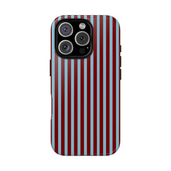 Maroon and Light blue Striped Tough Phone Case for iPhone, Samsung, and Google Phones - Image 15