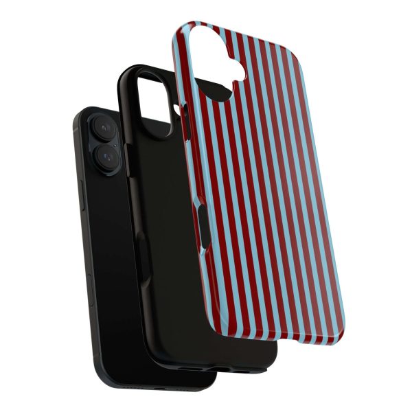 Maroon and Light blue Striped Tough Phone Case for iPhone, Samsung, and Google Phones - Image 26