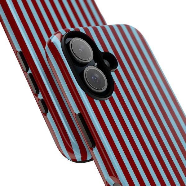 Maroon and Light blue Striped Tough Phone Case for iPhone, Samsung, and Google Phones - Image 19